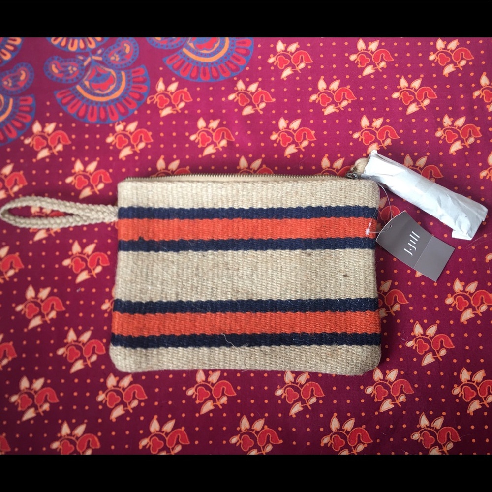NWT J. Jill woven jute wristlet purse